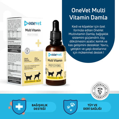 Gouttes Onevet Multi-vitamines pour le soutien immunitaire et la croissance des animaux de compagnie 30 ml