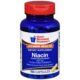 GNP Flush-Free Niacin (Vitamin B3) 500 mg Capsules, 100 Count Vitamins & Supplements Pasteur Pharmacy