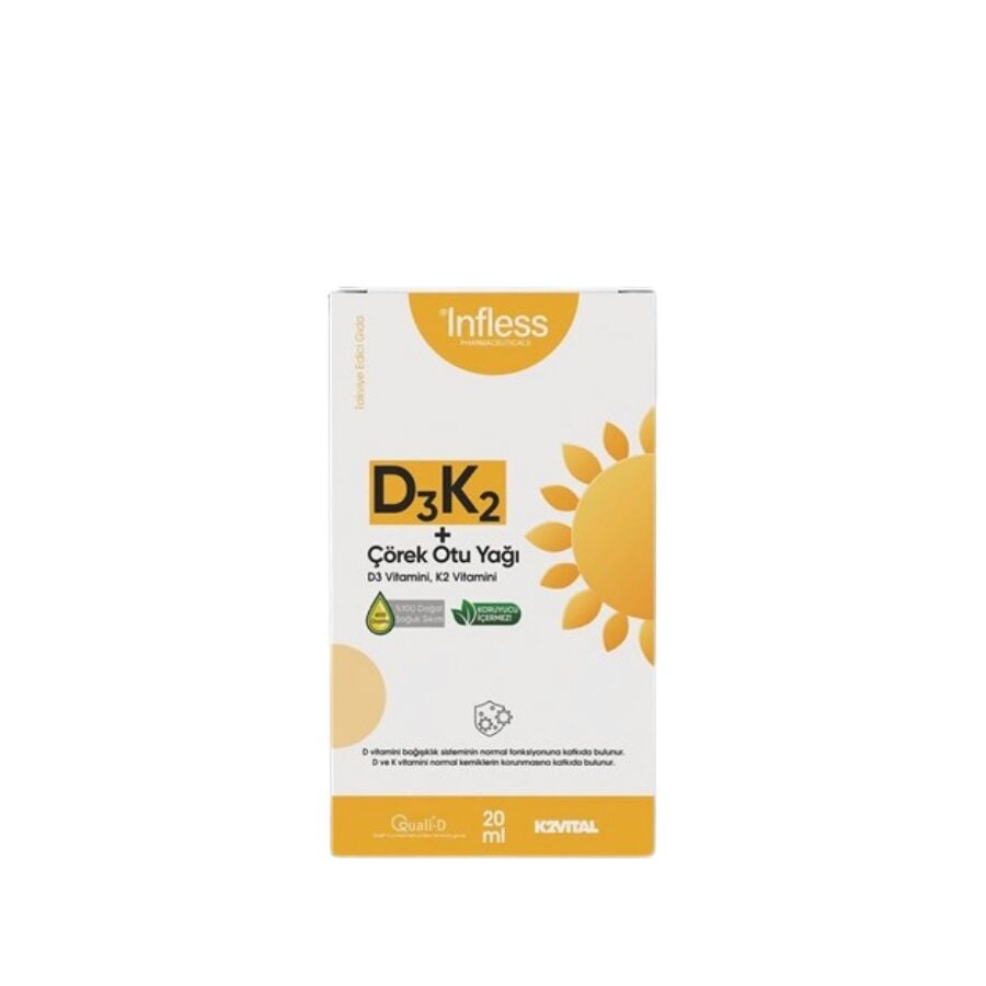Suplemento dietético Infless D3 K2 y aceite de semilla negra 20 ml