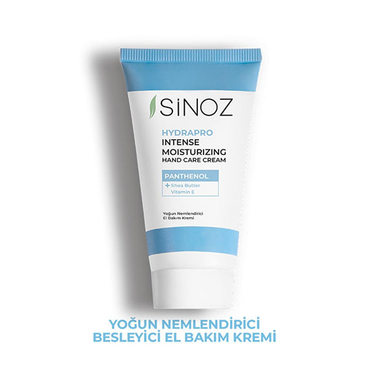 Crème mains hydratante Sinoz : hydratation intense pour mains sèches et gercées - Beurre de karité, vitamine E, formule non grasse - 50 ml
