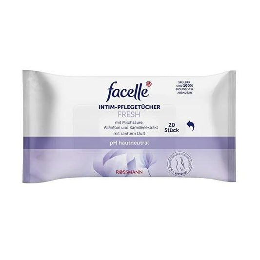 Lingettes d'hygiène intime Facelle - Soin génital doux pour peaux sensibles, 20 unités