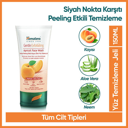 Gel limpiador facial exfoliante suave de albaricoque Himalaya: limpiador facial diario sin parabenos para piel sensible, control de grasa y cutis radiante