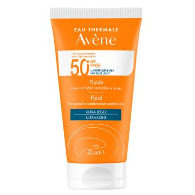 Avene Fluide SPF 50+ Sunscreen for Normal/Combination Skin - Lightweight, Non-Greasy, UVA/UVB/Blue Light Protection