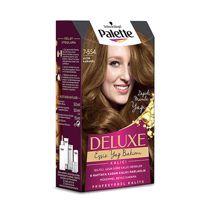 Coloration Palette Deluxe 7-554 Caramel Doré : couleur riche, longue tenue et brillance - Coloration permanente à domicile