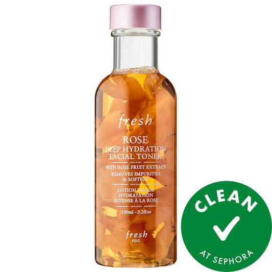 Tonique Visage Rose Deep Hydration : Infusé à l'acide hyaluronique, sans alcool, resserre les pores, hydrate les peaux sèches - Fresh