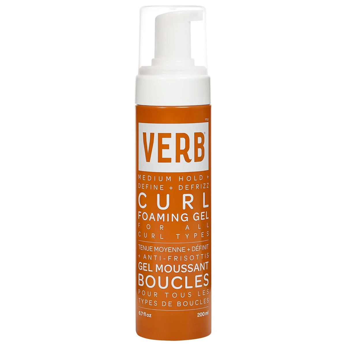 Verb Curl Foaming Gel: Define Curls, Fight Frizz, Lightweight Hold - Vegan, Cruelty-Free, Natural Curl Enhancer for Wavy, Curly, Coily Hair