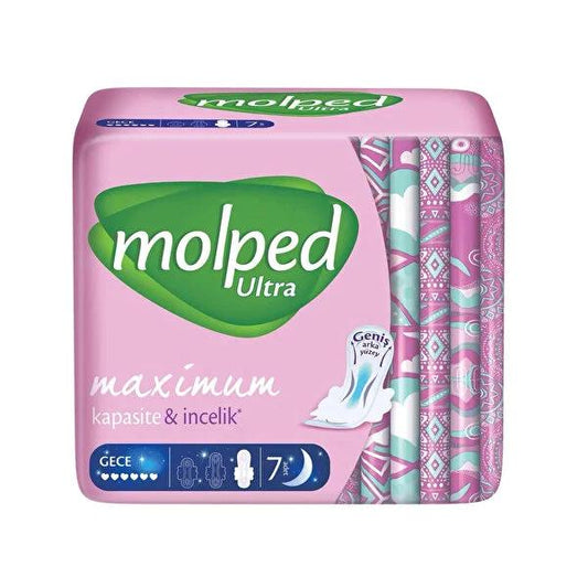 Serviettes hygiéniques anatomiques ultra Molped pour la nuit - Protection menstruelle confortable et ultra-absorbante
