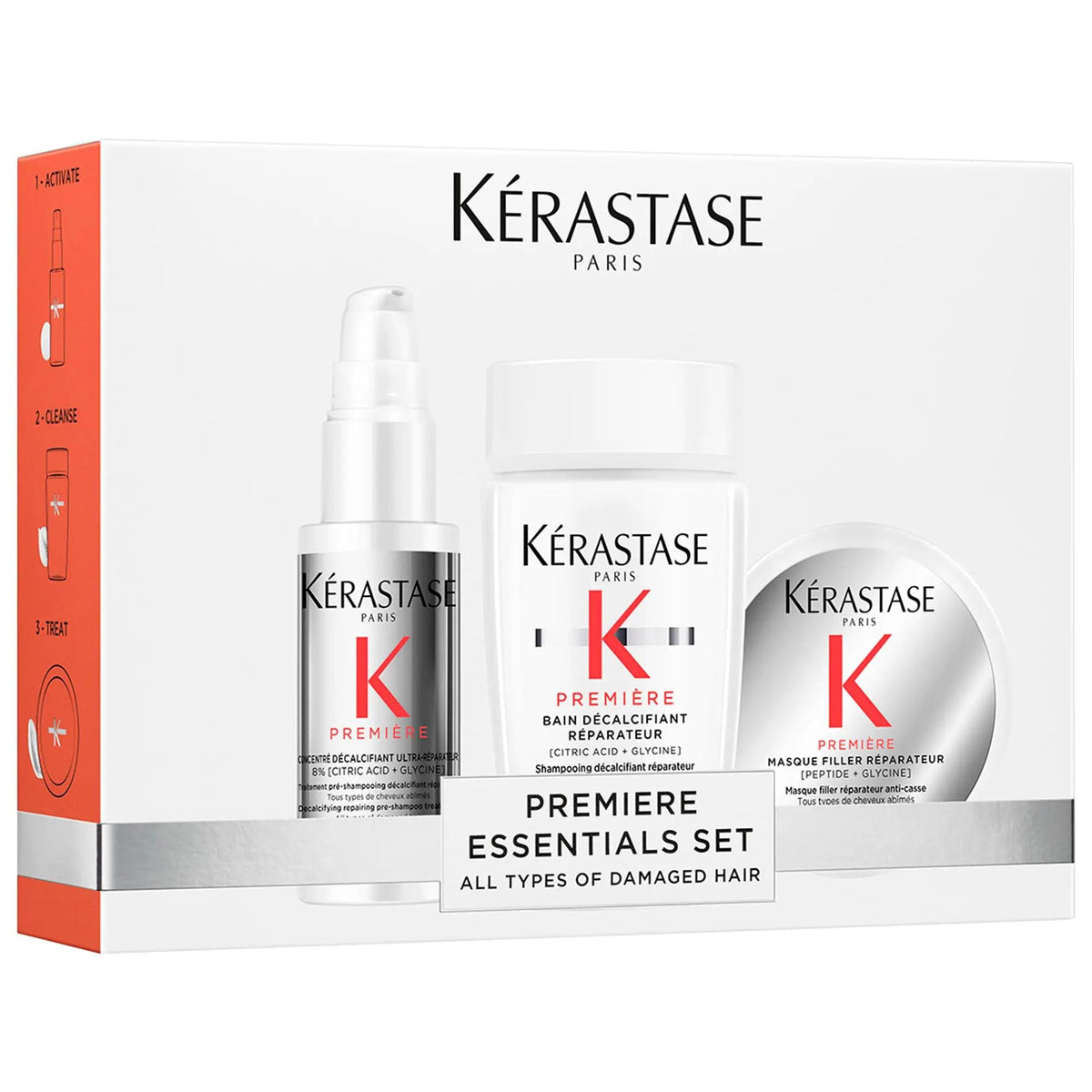 Première Hair Repair Kit for Damaged Hair: Decalcifying, Strengthening, Anti-Breakage Treatment with Citric Acid, Glycine & Peptide, Sulfate-Free