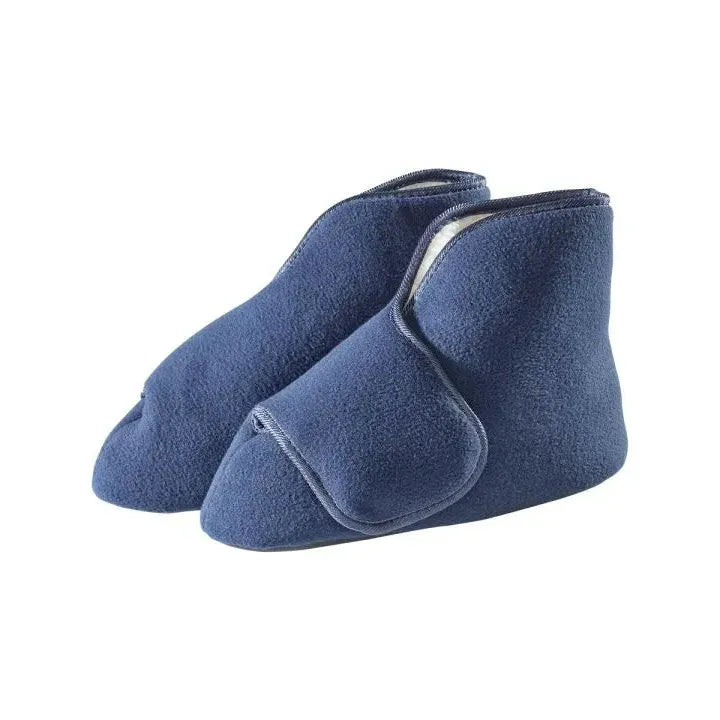 Unisex Extra Wide Fleece Booties / Slippers for Swollen Feet (Navy, Size Large) Supports & Braces Pasteur Pharmacy