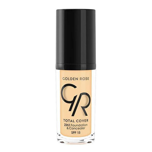 Golden Rose Total Cover Fond de teint et correcteur 2-en-1 - Haute couvrance, Vitamine E, SPF 15