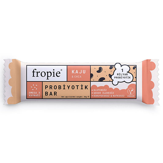 Fropie Probiotic Energy Bar, Vegan & Sugar-Free, Natural Snack for Gut Health - 35g