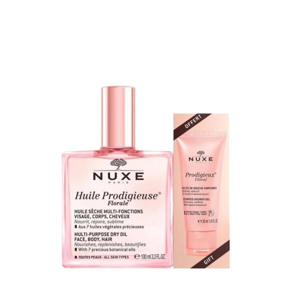 Nuxe Huile Prodigieuse Florale Multi-Purpose Dry Oil & Shower Gel Set - Nourishing Botanical Skincare & Haircare