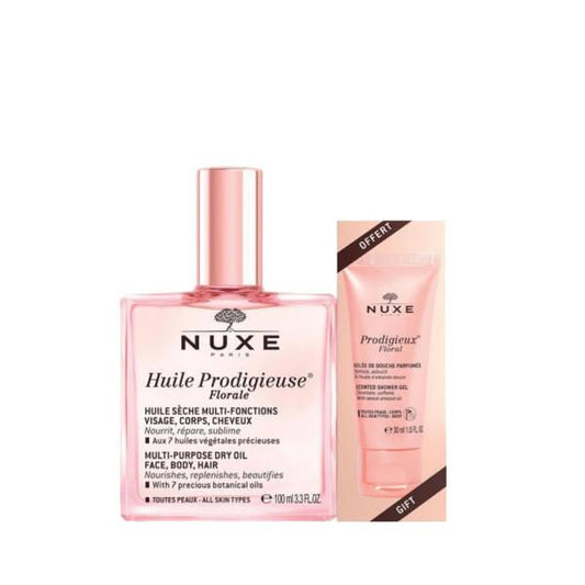 Nuxe Huile Prodigieuse Florale Multi-Purpose Dry Oil & Shower Gel Set - Nourishing Botanical Skincare & Haircare