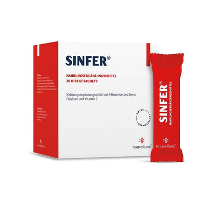 Sinfer 20 Sobres Suplemento de Hierro, Folato y Vitamina C Paquete de 20