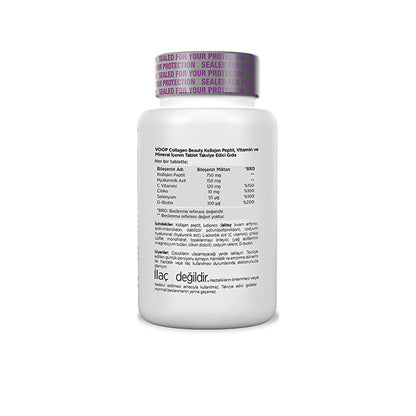 Voop Collagen Beauty : Complément de peptides de collagène, vitamines et minéraux - 30 comprimés sans gluten pour une peau éclatante, des cheveux et des ongles en bonne santé