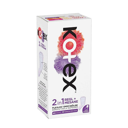 Protège-slips quotidiens 2-en-1 règles et fuites urinaires Kotex, 22 unités