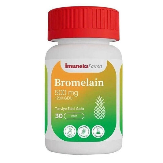 Imuneks Farma Bromelain 500 mg - Anti-Inflammatory Dietary Supplement for Digestive Health Support, 30 Tablets