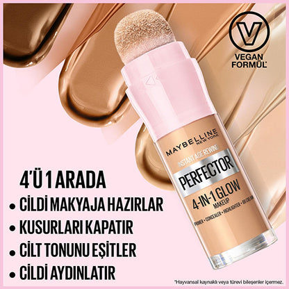 Fond de teint Maybelline New York Instant Perfector Glow - Léger, fini éclatant, application facile
