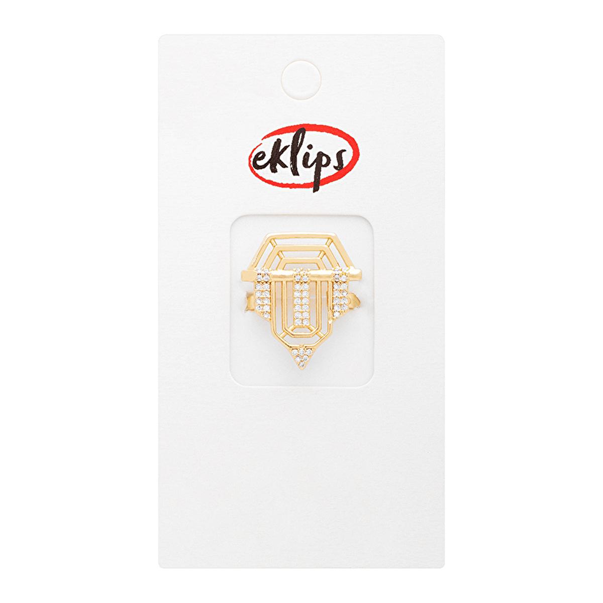 Eklips Gold Geometric Sparkling Ring - Geometric Ring with Elegant Sparkle for Modern Style