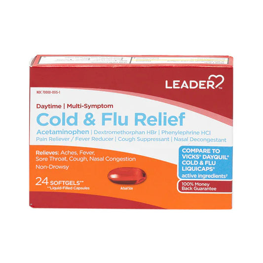 Leader Daytime Severe Cold & Flu Relief, Cooling Sensation, 24 Caplets Medicine & Drugs Pasteur Pharmacy