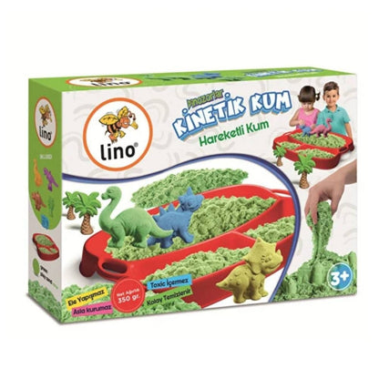 Ensemble de sable cinétique dinosaures Lino avec plateau et moules 350 g