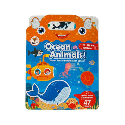 Livre de premiers autocollants réutilisables Lino sur les animaux marins pour enfants