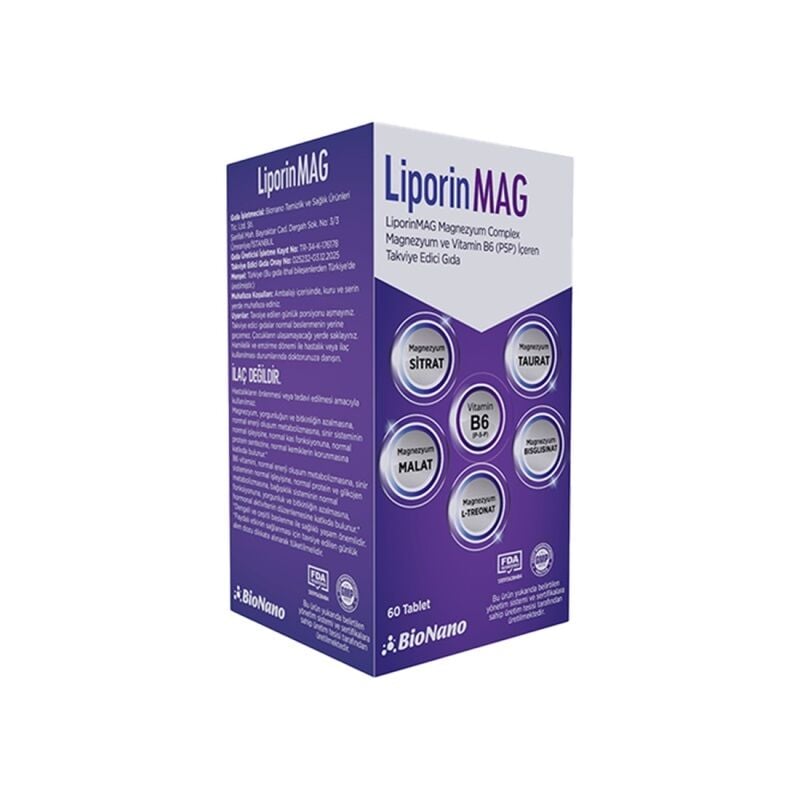 Taymed Liporin Mag Magnesium Complex & Vitamin B6 60 Tablets