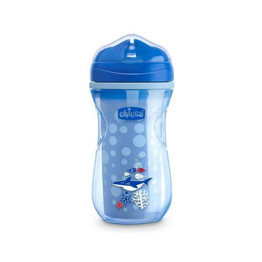 Gobelet isotherme Chicco Active pour tout-petits - Isolation thermique, 266 ml, 14 mois et plus, motif poisson bleu garçon