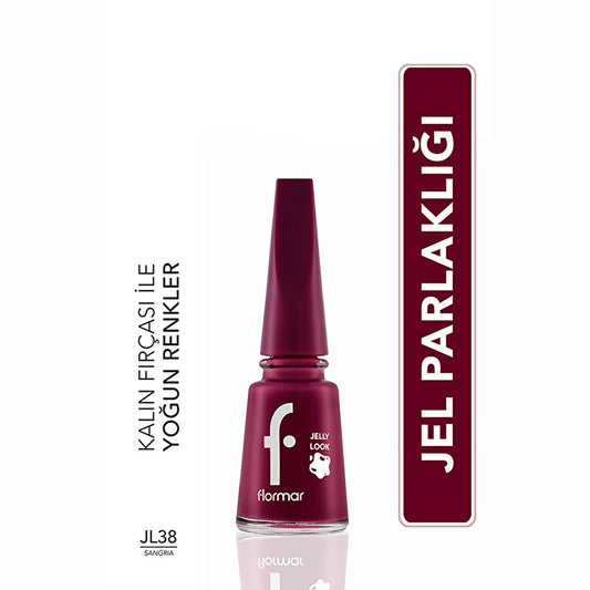 Flormar JL38 Sangria Jelly Look Nail Polish: Intense Color, High Shine, & Long Lasting Gel Effect