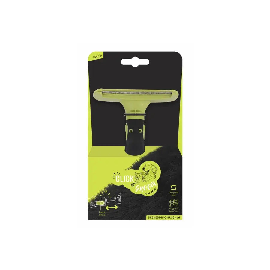 M-Pets Click & Groom Deshedding Brush for Cats & Dogs Size M
