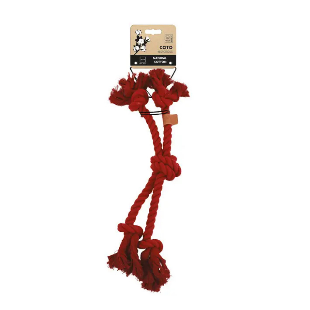Jouet de traction en coton tressé pour chien M-Pets Coto Cross, rouge, 60 cm