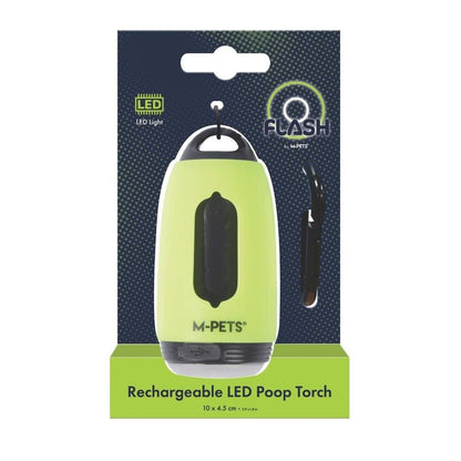 Dispensador de bolsas para excrementos con linterna LED M-Pets Flash verde