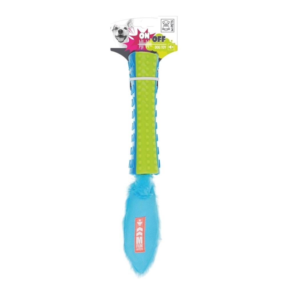 Jouet pour chien M-Pets Funsty en caoutchouc avec couineur On/Off bleu-vert 40 cm