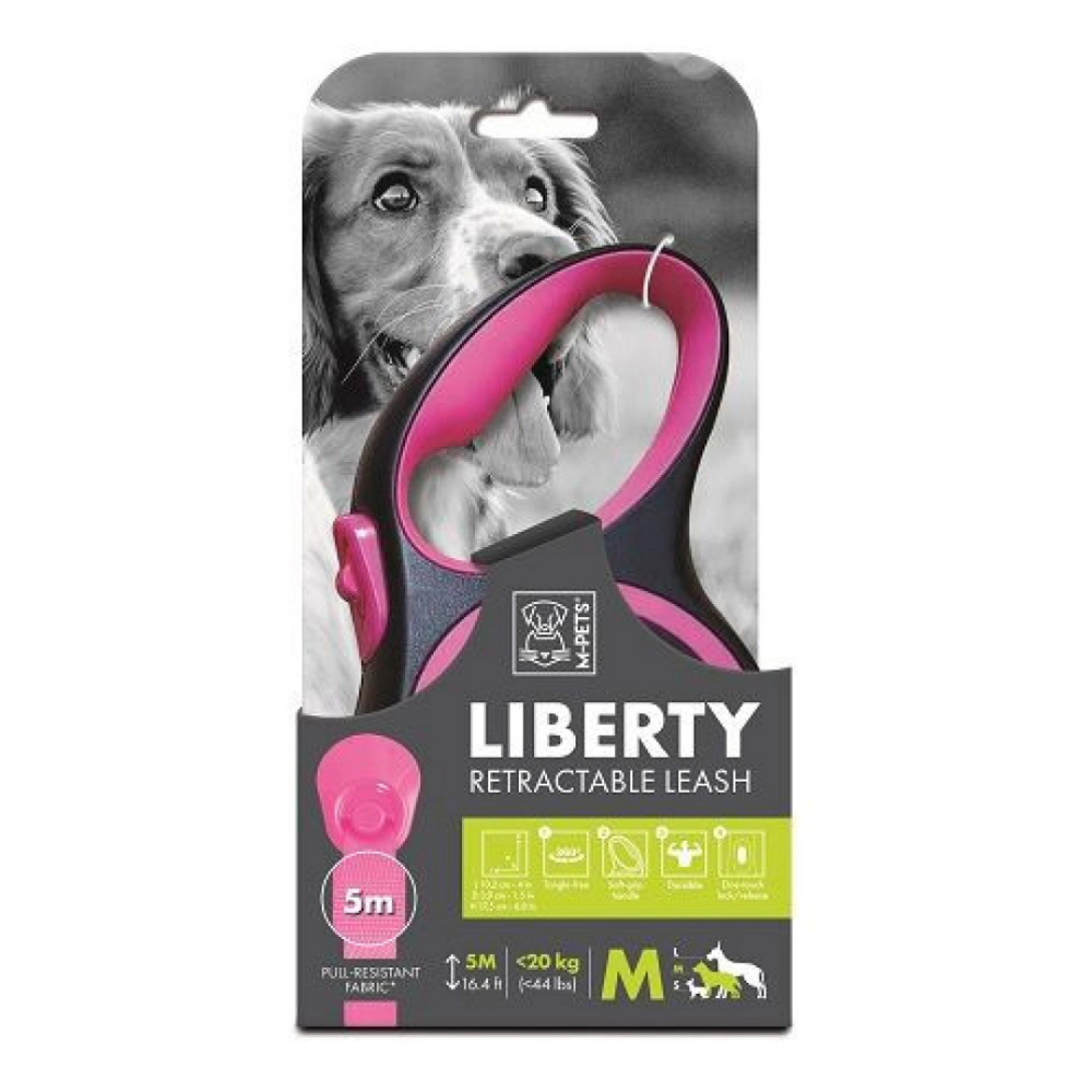 Correa retráctil para perro M-Pets Liberty, 5 m, rosa, mediana