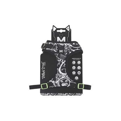 Arnés para perro M-Pets Urban Style Easy Fit, estampado negro, talla S