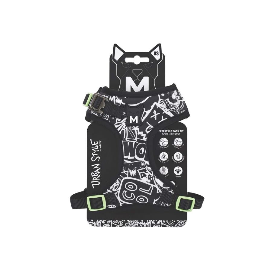 Harnais pour chien M-Pets Urban Style Easy Fit noir XS