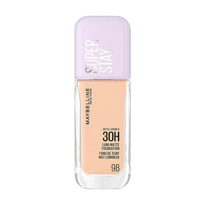 Base de maquillaje Maybelline Super Stay Lumi Matte: 30 horas de cobertura mate satinada y ligera para piel grasa, acabado natural