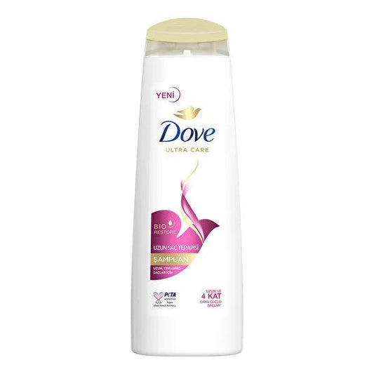 Shampooing Dove Ultra Care Long Hair Therapy : répare les cheveux abîmés, stimule la pousse, végétalien et sans cruauté envers les animaux, 400 ml (13,5 oz)