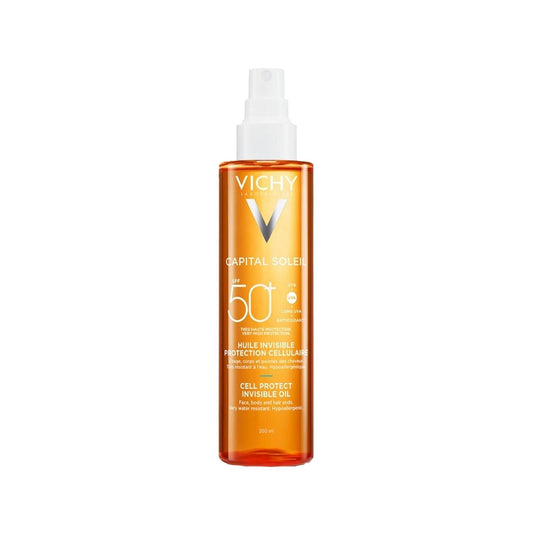 Vichy Capital Soleil Cell Protect Invisible Sunscreen SPF 50+ 6.76 fl oz - Gentle, Non-Greasy Sun Protection for Sensitive Skin