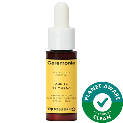 Ceremonia Aceite de Moska: Aceite pre-lavado para el cuero cabelludo y el cabello para un crecimiento saludable | Tratamiento vegano, libre de crueldad animal y natural para el cuero cabelludo seco