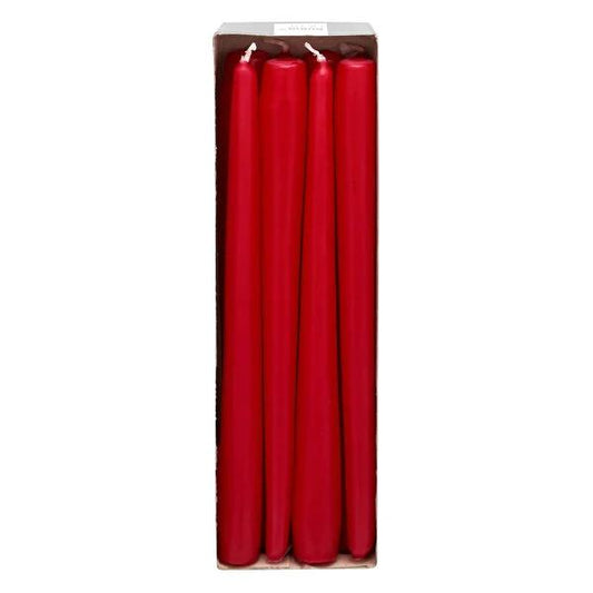 Velas rojas Rubin Licht, paquete de 8 unidades - 24.5 cm de largo, ambiente duradero para decoración del hogar