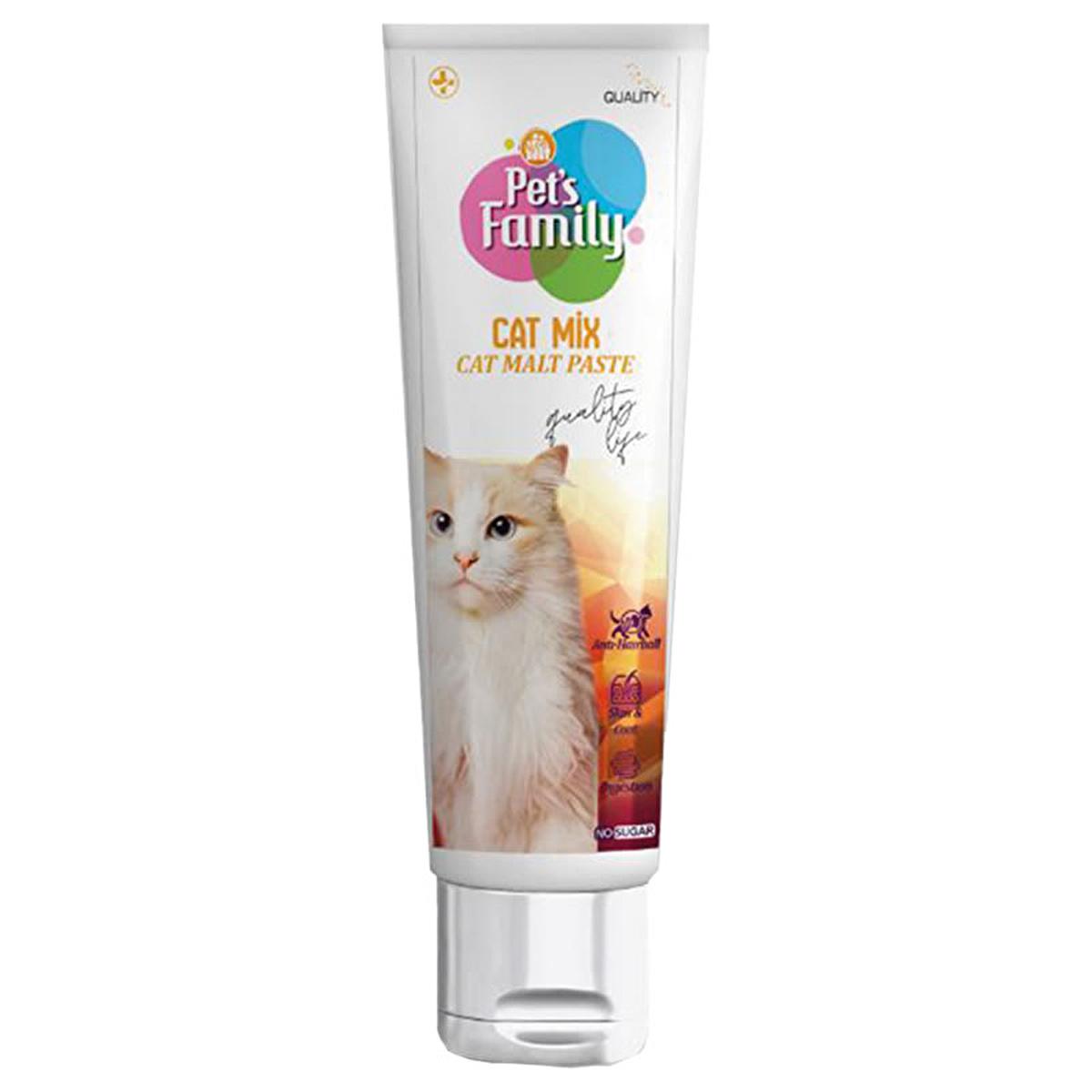 Pasta de malta para gatos Pet's Family 100g - Control eficaz de bolas de pelo para gatos | Favorece la salud digestiva