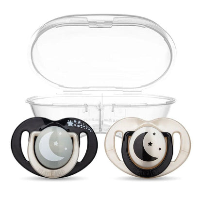 Set de 2 sucettes orthodontiques Mamajoo Noir & Perle Jour & Nuit 12m+