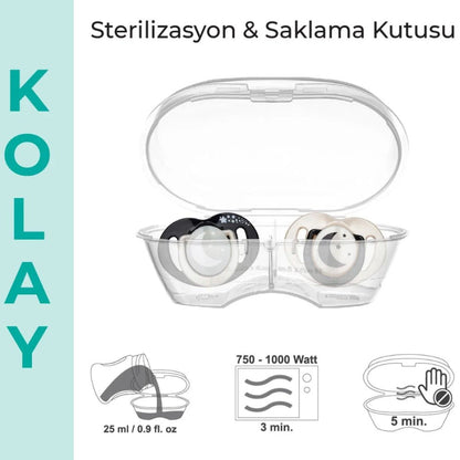 Set de 2 sucettes orthodontiques Mamajoo Noir & Perle Jour & Nuit 12m+