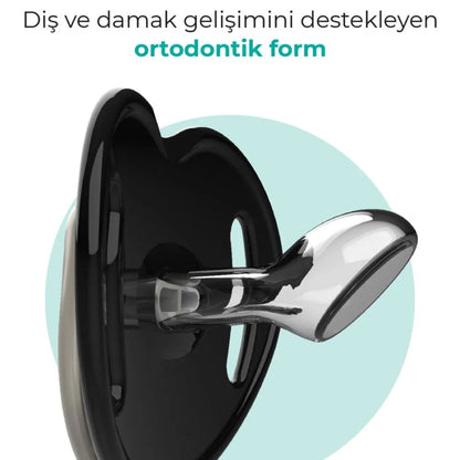 Set de 2 sucettes orthodontiques Mamajoo Noir & Perle Jour & Nuit 12m+