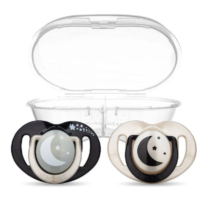 Set de 2 sucettes orthodontiques Mamajoo Noir & Perle Jour & Nuit 12m+