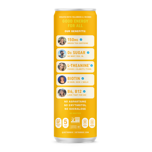 GORGIE Energy Drink - Sparkling Mango Burst - 12 Cans Pack Energy Drink GORGIE