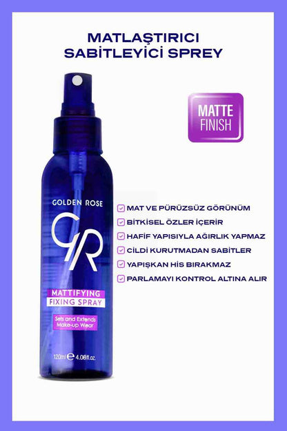 Spray fijador matificante Golden Rose, acabado de control de brillo, 120ml