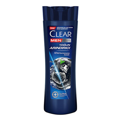 Clear Men: Champú Anticaspa Intense Clean con Carbón - Limpia profundamente el cuero cabelludo graso y con picazón, y controla la caspa para hombres - 11.83 fl oz