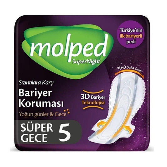 Serviettes hygiéniques Molped Supernight pour une protection maximale, paquet de 5